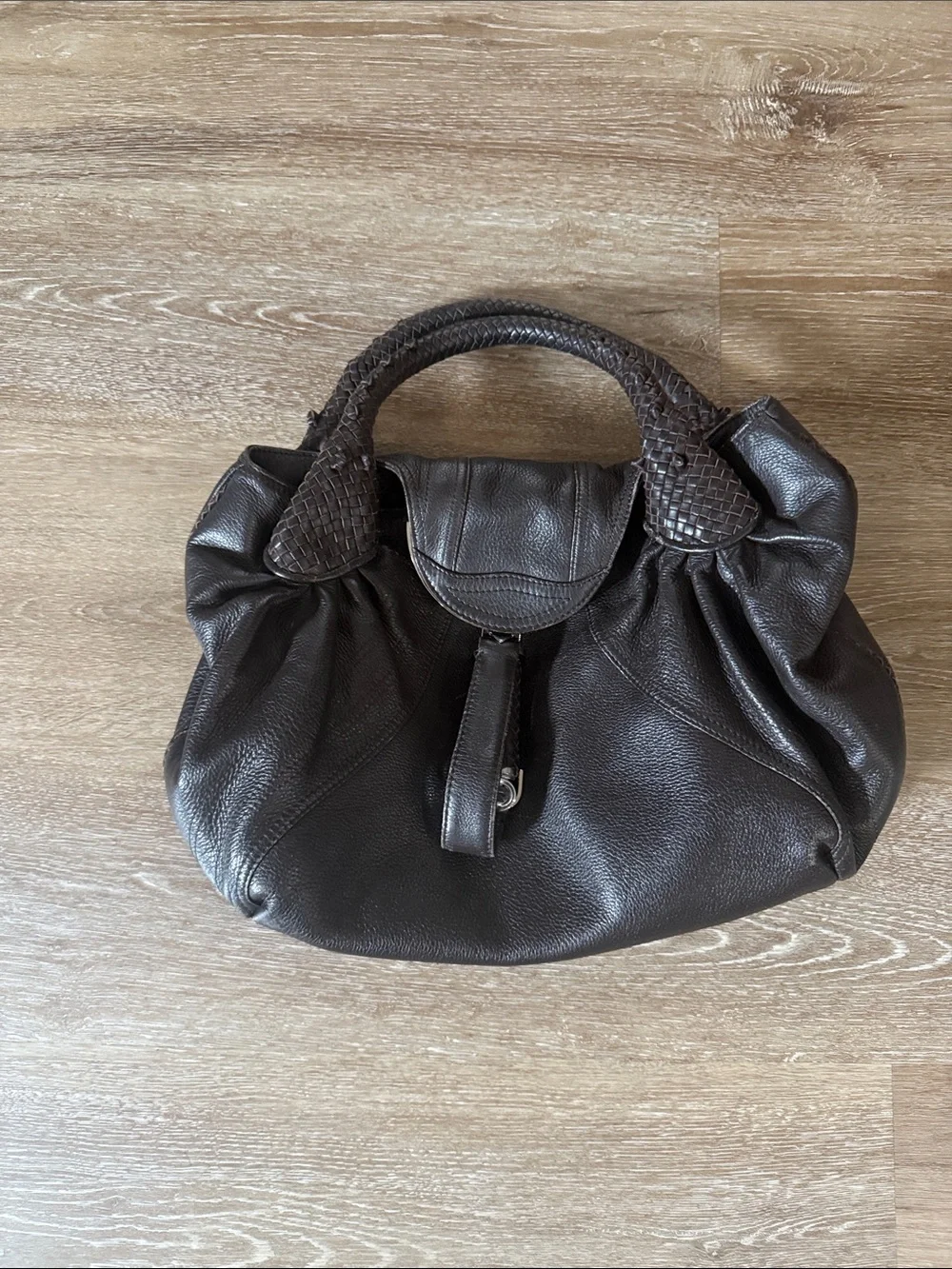 Fendi spy bag dark brown leather hobo vintage